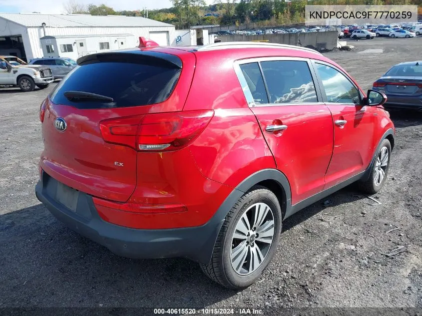 2015 Kia Sportage Ex VIN: KNDPCCAC9F7770259 Lot: 40615520