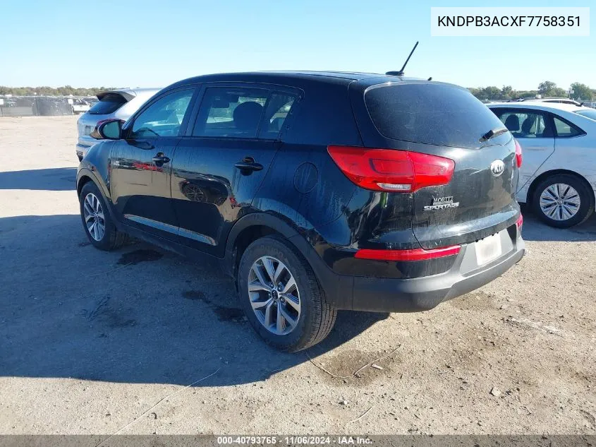 2015 Kia Sportage Lx VIN: KNDPB3ACXF7758351 Lot: 40793765