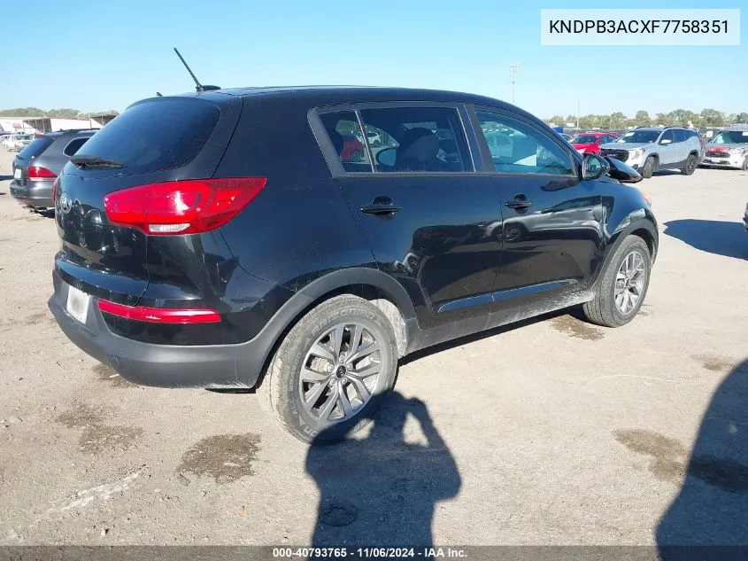 2015 Kia Sportage Lx VIN: KNDPB3ACXF7758351 Lot: 40793765