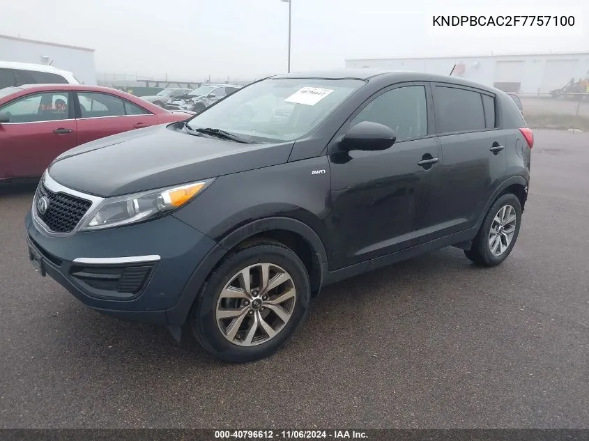 2015 Kia Sportage Lx VIN: KNDPBCAC2F7757100 Lot: 40796612