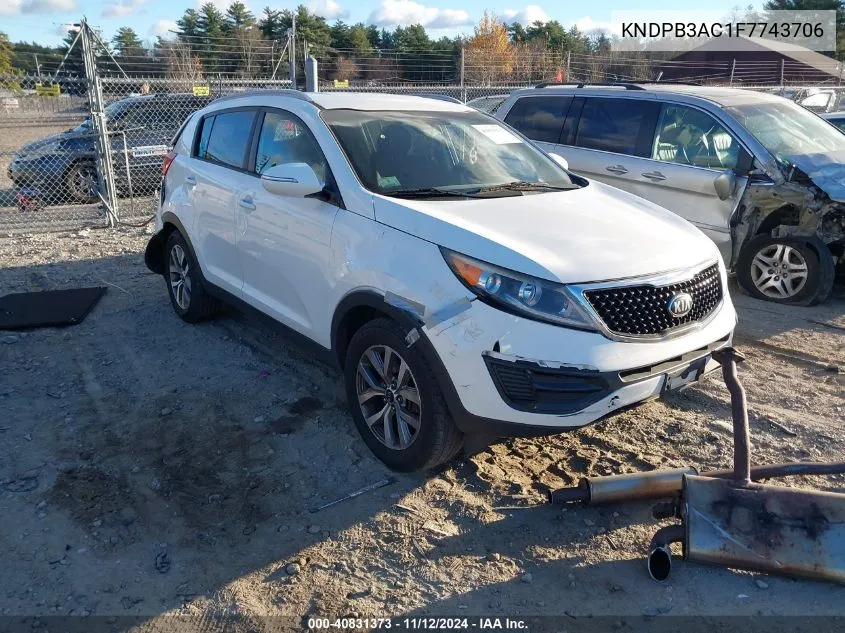 2015 Kia Sportage Lx VIN: KNDPB3AC1F7743706 Lot: 40831373