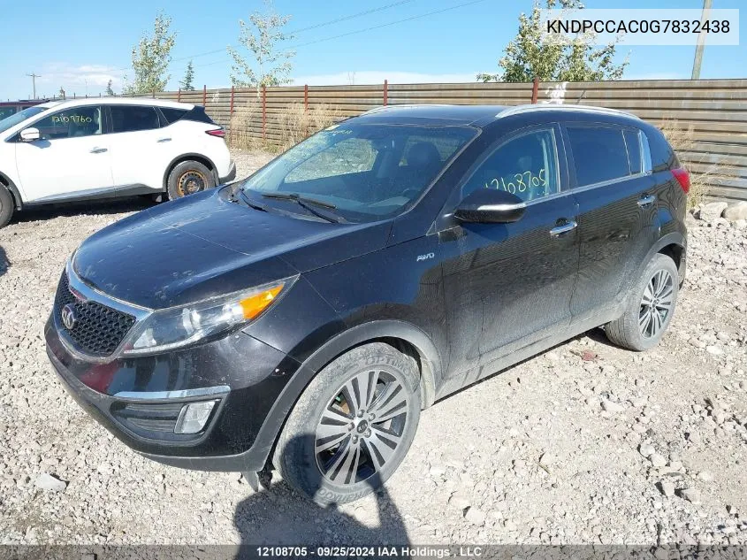 2016 Kia Sportage VIN: KNDPCCAC0G7832438 Lot: 12108705