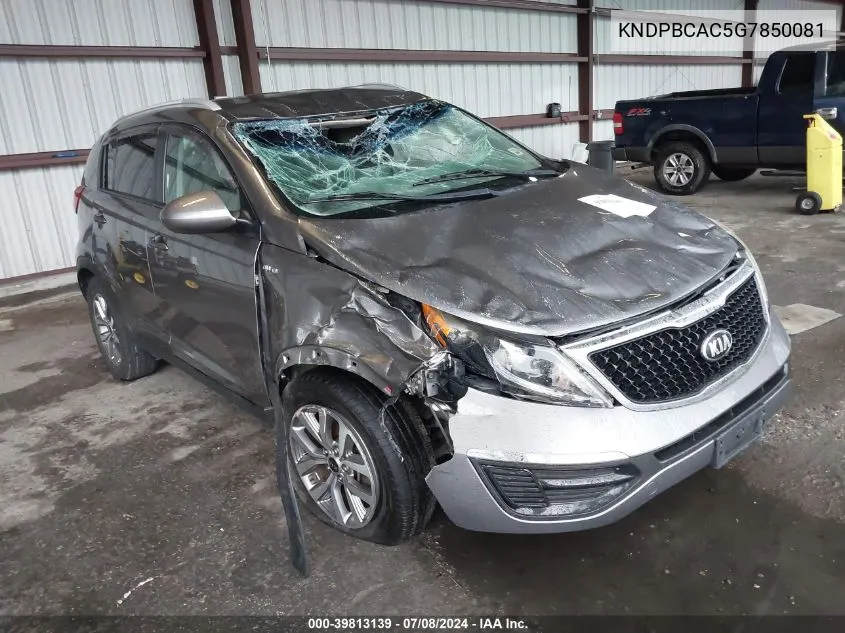 2016 Kia Sportage Lx VIN: KNDPBCAC5G7850081 Lot: 39813139