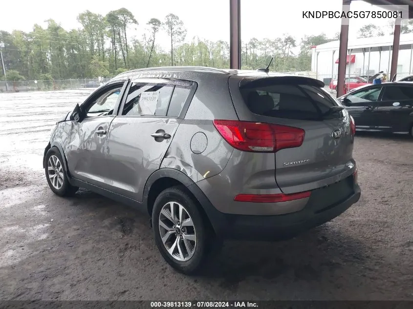 2016 Kia Sportage Lx VIN: KNDPBCAC5G7850081 Lot: 39813139