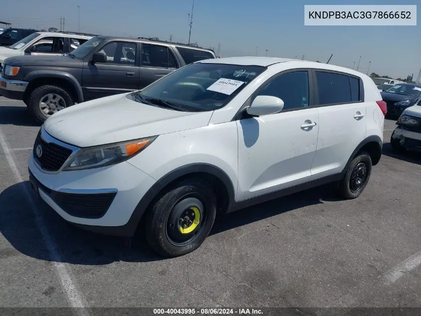 2016 Kia Sportage Lx VIN: KNDPB3AC3G7866652 Lot: 40043995