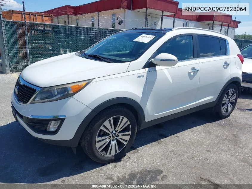 2016 Kia Sportage Ex VIN: KNDPCCAC9G7828064 Lot: 40074882