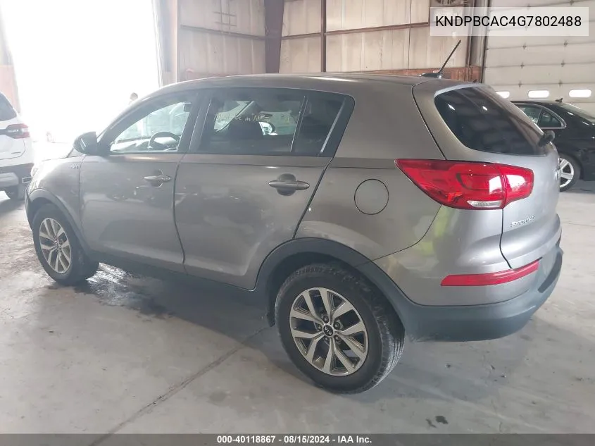 2016 Kia Sportage Lx VIN: KNDPBCAC4G7802488 Lot: 40118867