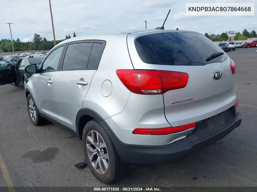 2016 Kia Sportage Lx VIN: KNDPB3AC8G7864668 Lot: 40171538