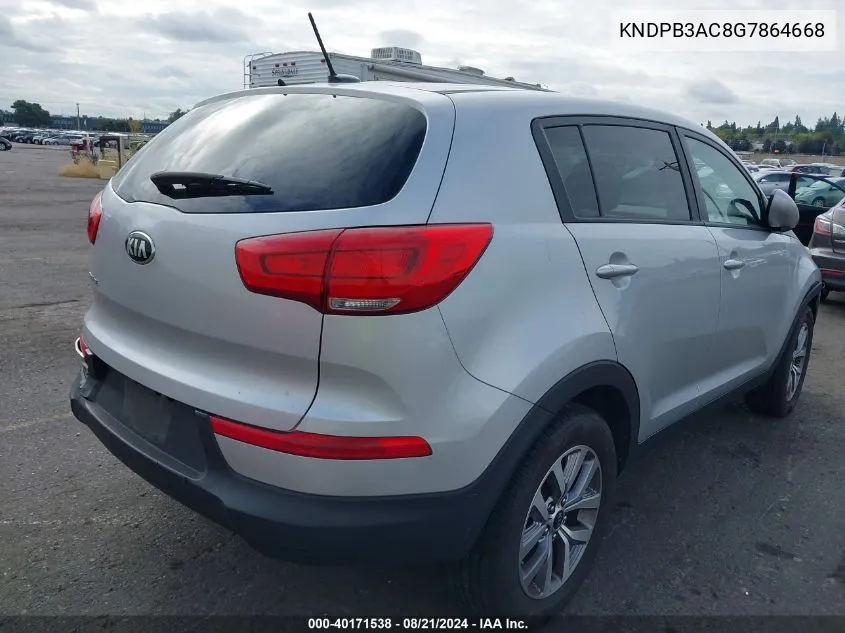 2016 Kia Sportage Lx VIN: KNDPB3AC8G7864668 Lot: 40171538