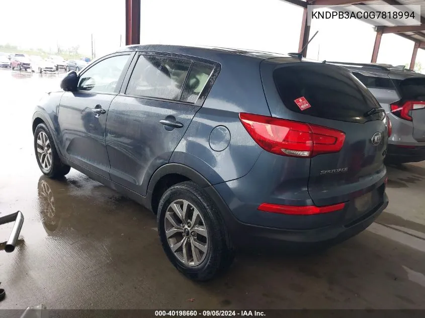 2016 Kia Sportage Lx VIN: KNDPB3AC0G7818994 Lot: 40198660