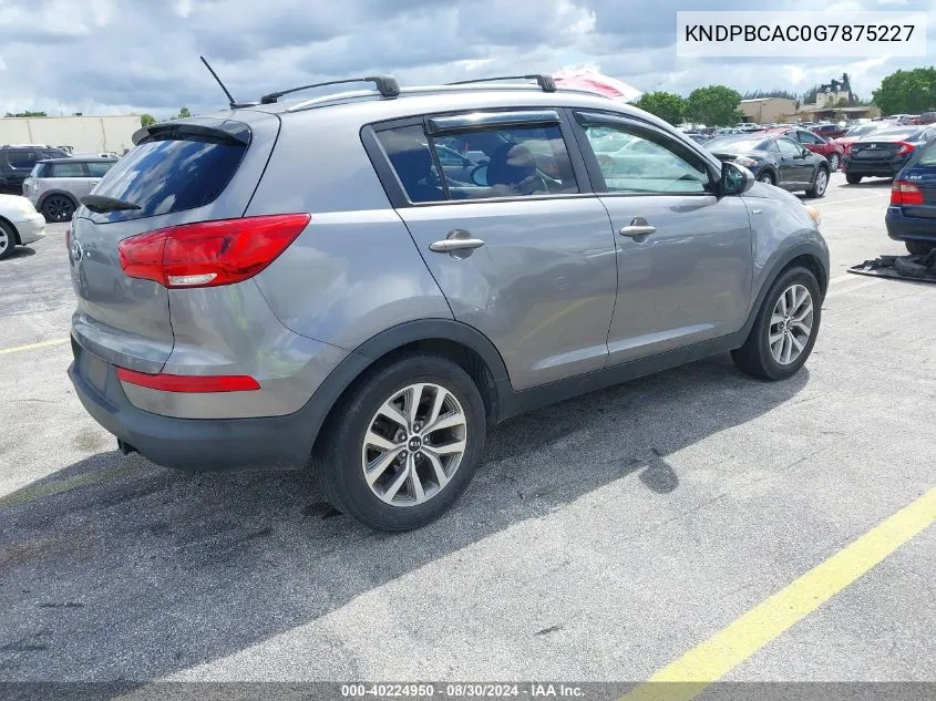 2016 Kia Sportage Lx VIN: KNDPBCAC0G7875227 Lot: 40224950