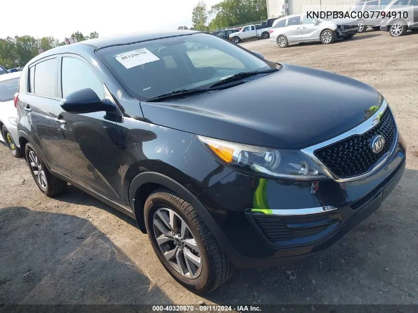 2016 Kia Sportage Lx VIN: KNDPB3AC0G7794910 Lot: 40320670