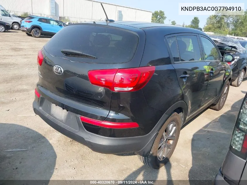 2016 Kia Sportage Lx VIN: KNDPB3AC0G7794910 Lot: 40320670