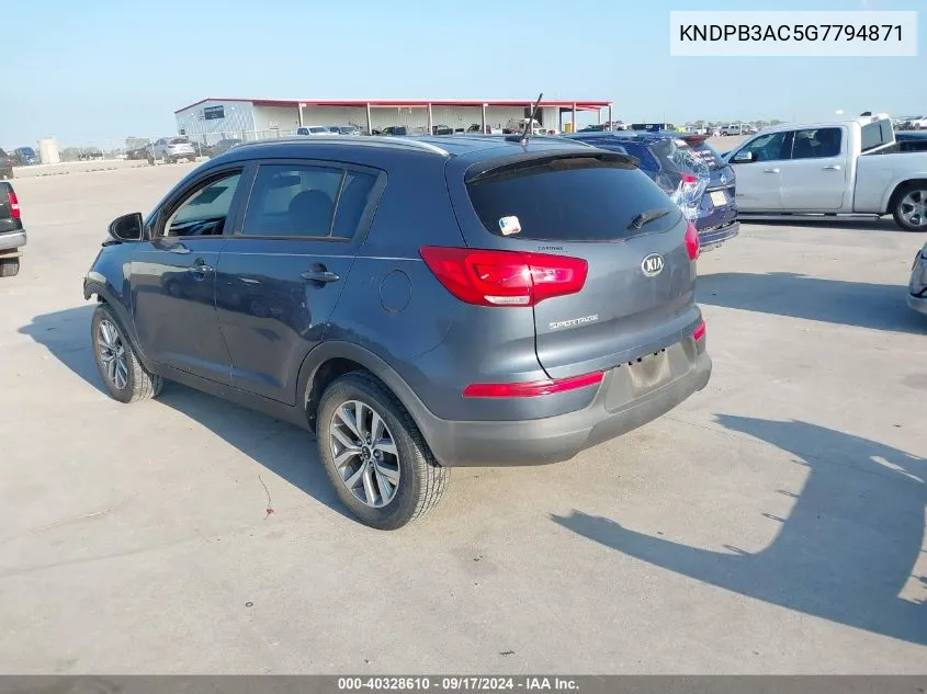 2016 Kia Sportage Lx VIN: KNDPB3AC5G7794871 Lot: 40328610