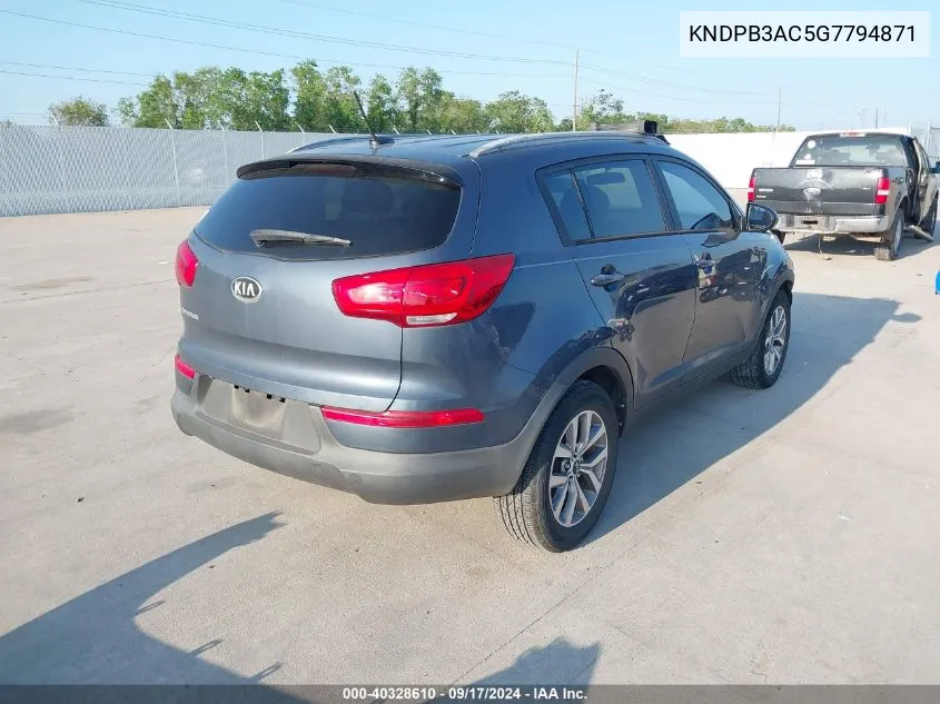 2016 Kia Sportage Lx VIN: KNDPB3AC5G7794871 Lot: 40328610