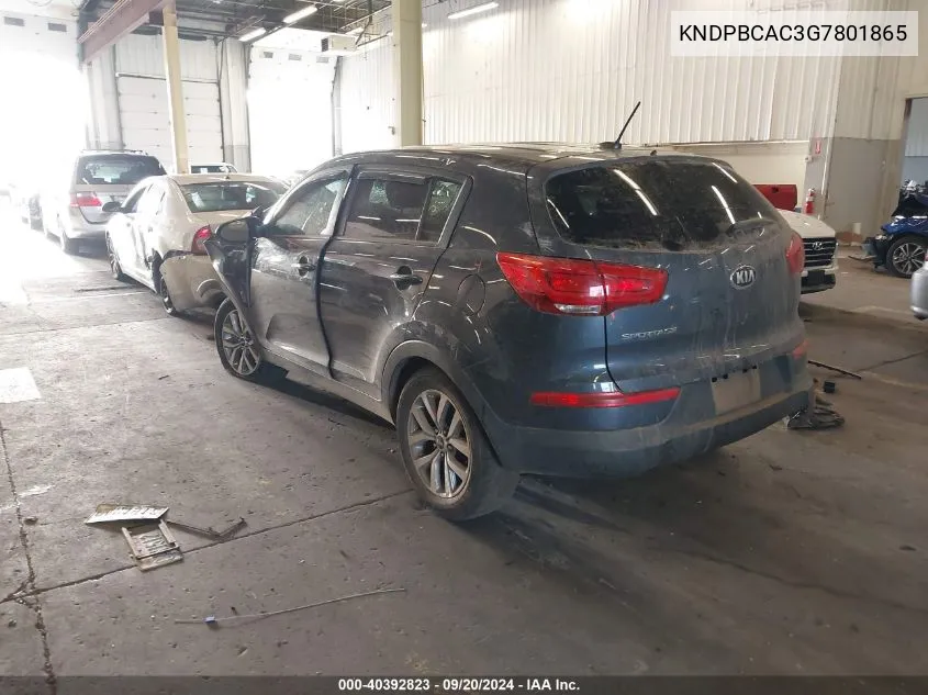 2016 Kia Sportage Lx VIN: KNDPBCAC3G7801865 Lot: 40392823