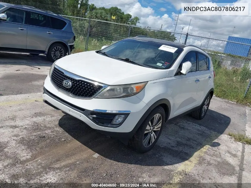 2016 Kia Sportage Ex VIN: KNDPC3AC8G7806217 Lot: 40404650