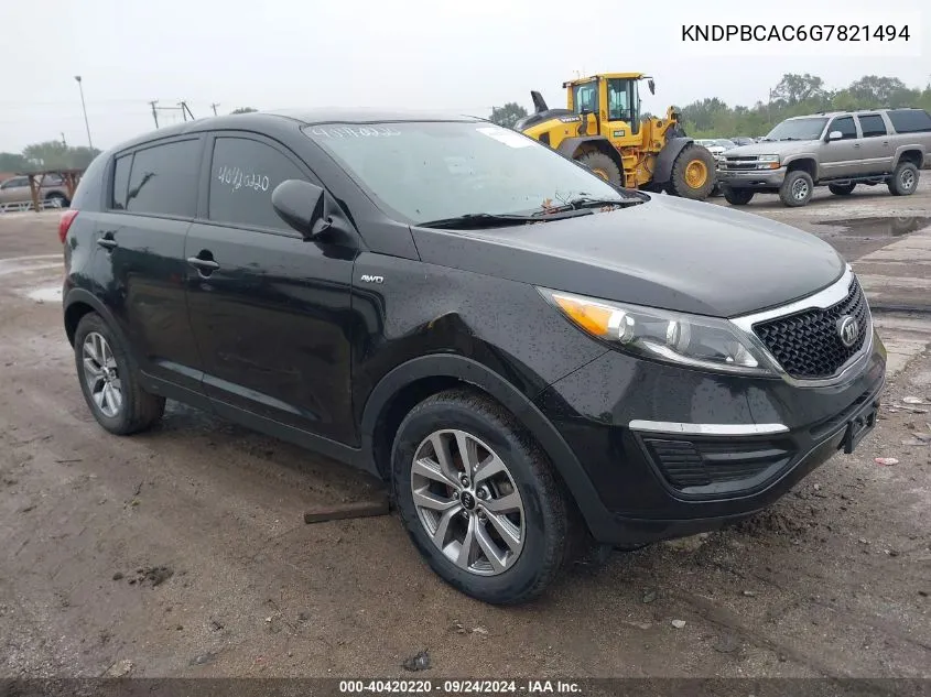 2016 Kia Sportage Lx VIN: KNDPBCAC6G7821494 Lot: 40420220