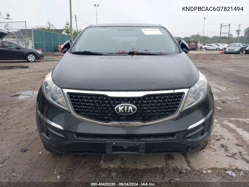 2016 Kia Sportage Lx VIN: KNDPBCAC6G7821494 Lot: 40420220