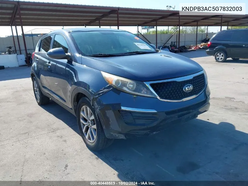 2016 Kia Sportage Lx VIN: KNDPB3AC5G7832003 Lot: 40448589