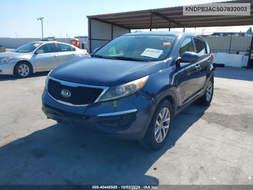 2016 Kia Sportage Lx VIN: KNDPB3AC5G7832003 Lot: 40448589