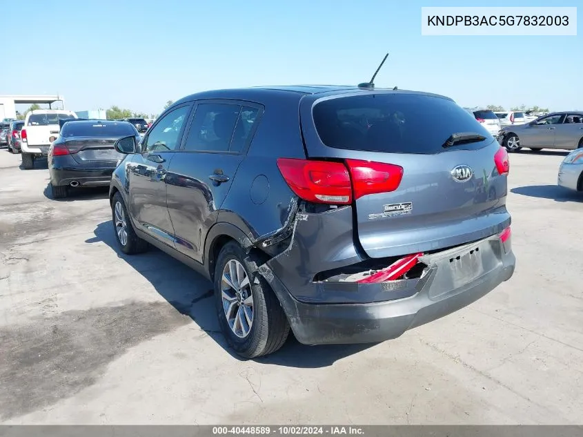 2016 Kia Sportage Lx VIN: KNDPB3AC5G7832003 Lot: 40448589