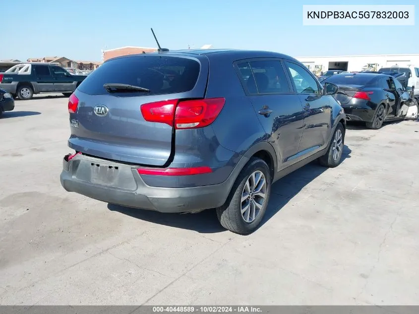 2016 Kia Sportage Lx VIN: KNDPB3AC5G7832003 Lot: 40448589