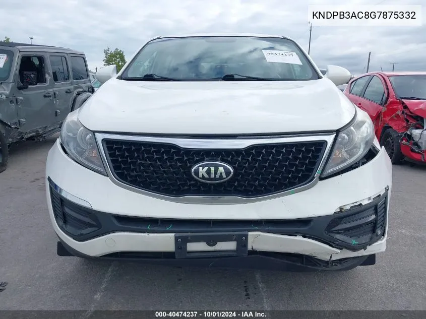 2016 Kia Sportage Lx VIN: KNDPB3AC8G7875332 Lot: 40474237