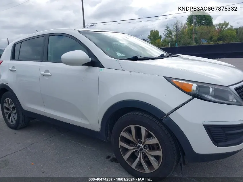 2016 Kia Sportage Lx VIN: KNDPB3AC8G7875332 Lot: 40474237