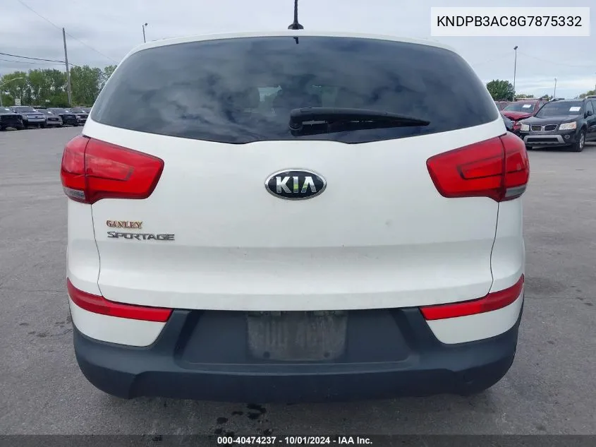 2016 Kia Sportage Lx VIN: KNDPB3AC8G7875332 Lot: 40474237