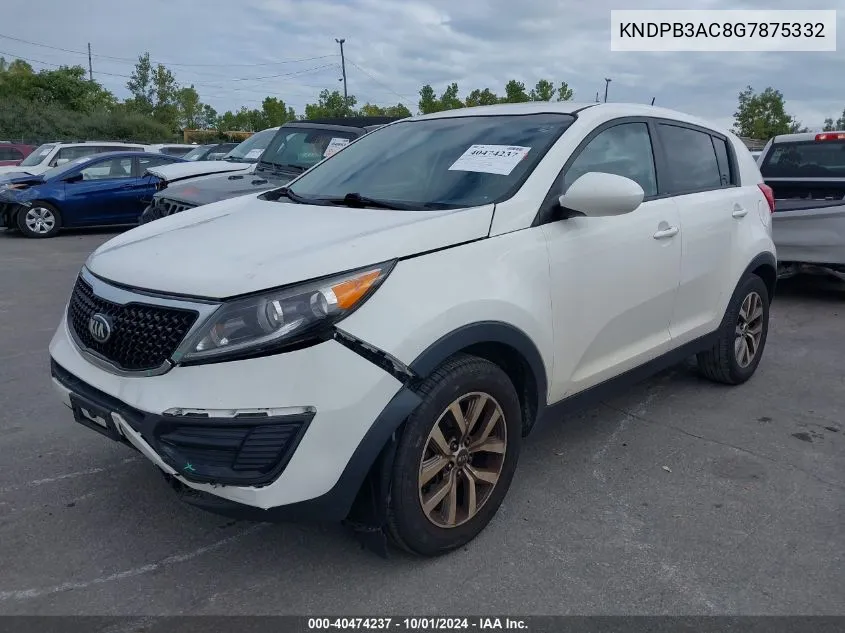 2016 Kia Sportage Lx VIN: KNDPB3AC8G7875332 Lot: 40474237