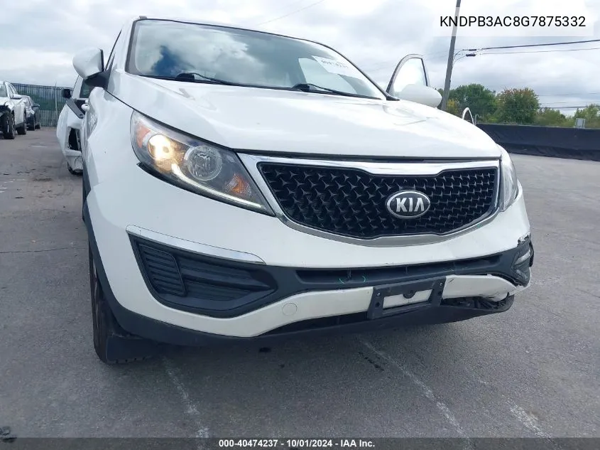 2016 Kia Sportage Lx VIN: KNDPB3AC8G7875332 Lot: 40474237