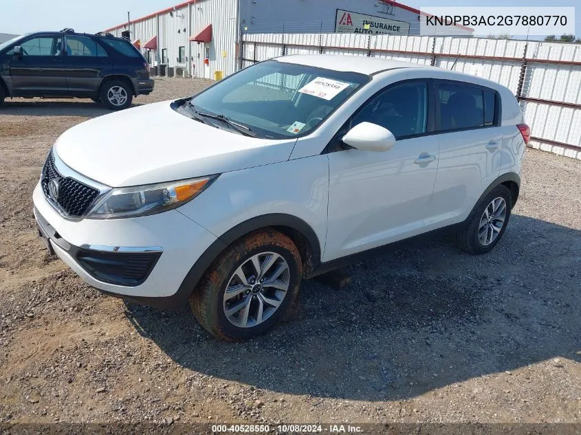 2016 Kia Sportage Lx VIN: KNDPB3AC2G7880770 Lot: 40528550