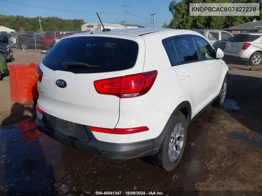 2016 Kia Sportage Lx VIN: KNDPBCAC8G7827278 Lot: 40541347