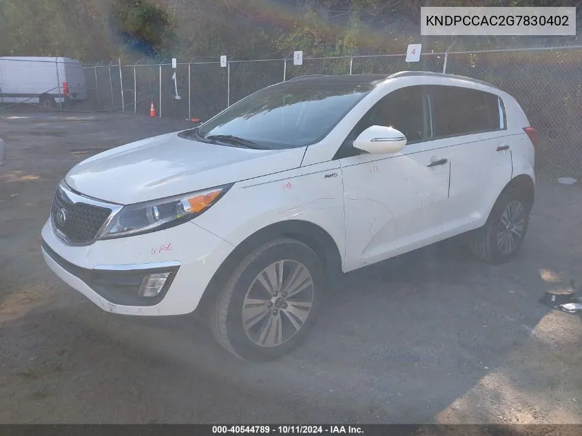 2016 Kia Sportage Ex VIN: KNDPCCAC2G7830402 Lot: 40544789