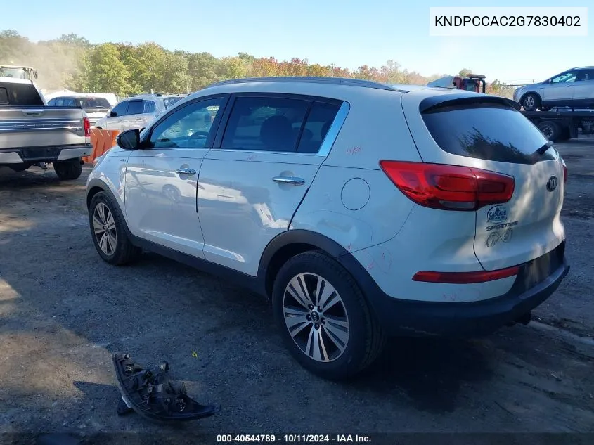 2016 Kia Sportage Ex VIN: KNDPCCAC2G7830402 Lot: 40544789