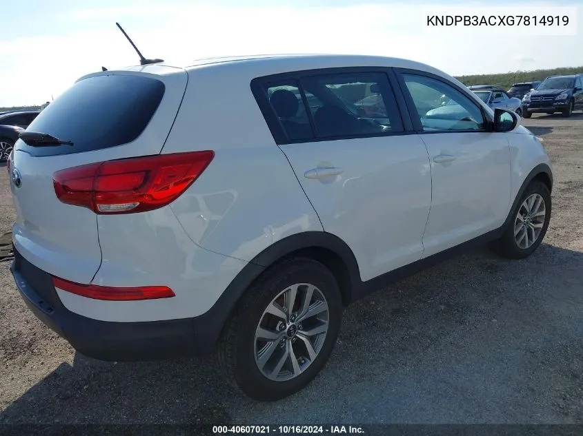 2016 Kia Sportage Lx VIN: KNDPB3ACXG7814919 Lot: 40607021