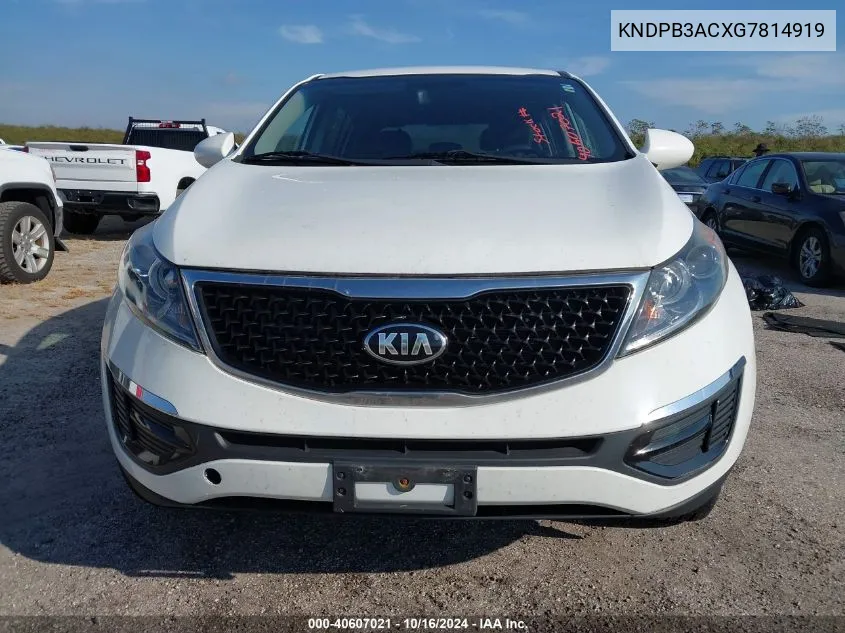 2016 Kia Sportage Lx VIN: KNDPB3ACXG7814919 Lot: 40607021