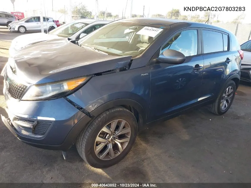 2016 Kia Sportage Lx VIN: KNDPBCAC2G7803283 Lot: 40643852