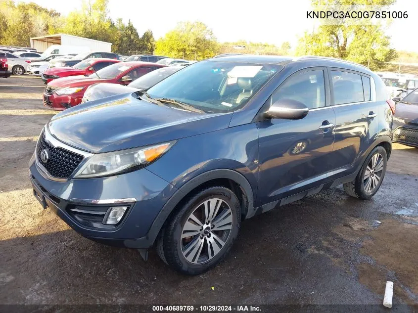 2016 Kia Sportage Ex VIN: KNDPC3AC0G7851006 Lot: 40689759