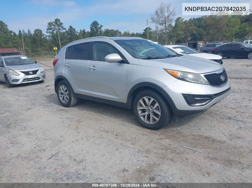 2016 Kia Sportage Lx VIN: KNDPB3AC2G7842035 Lot: 40707306