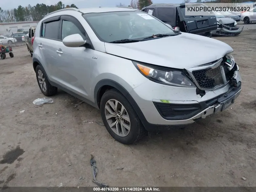 2016 Kia Sportage Lx VIN: KNDPBCAC3G7863492 Lot: 40763208