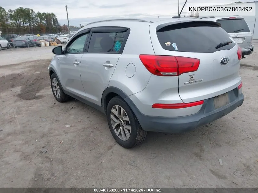 2016 Kia Sportage Lx VIN: KNDPBCAC3G7863492 Lot: 40763208