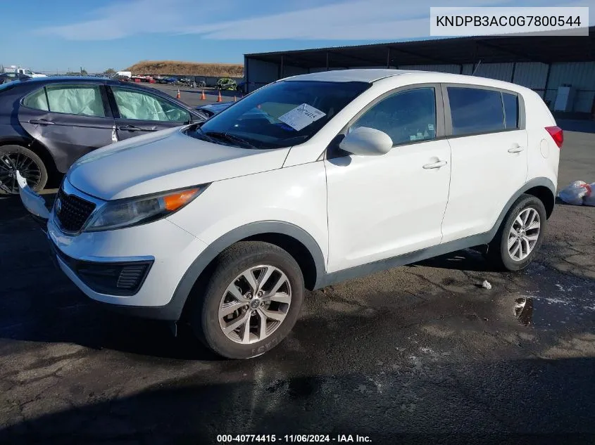 2016 Kia Sportage Lx VIN: KNDPB3AC0G7800544 Lot: 40774415