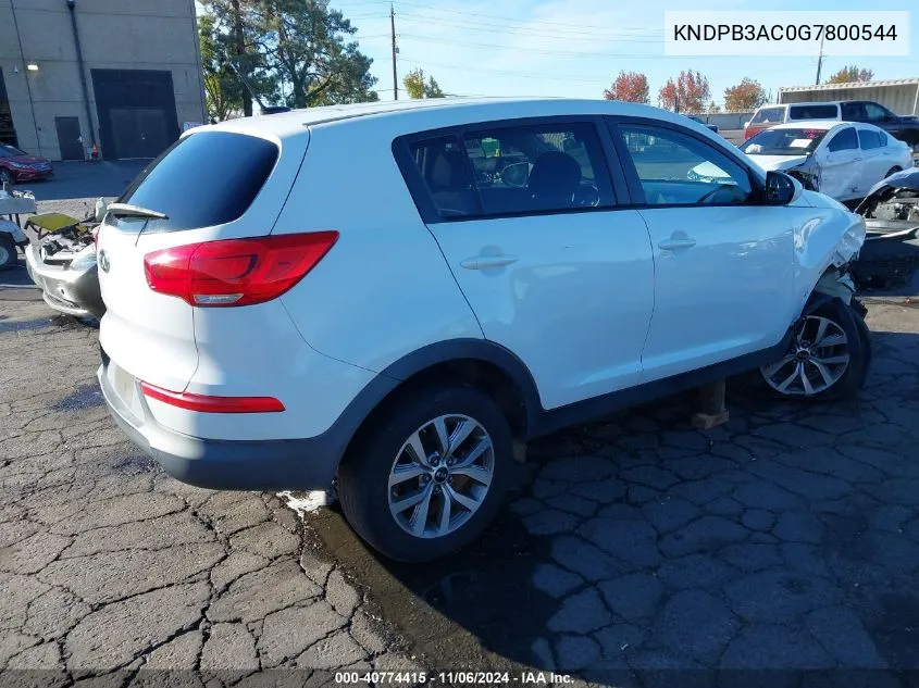 2016 Kia Sportage Lx VIN: KNDPB3AC0G7800544 Lot: 40774415