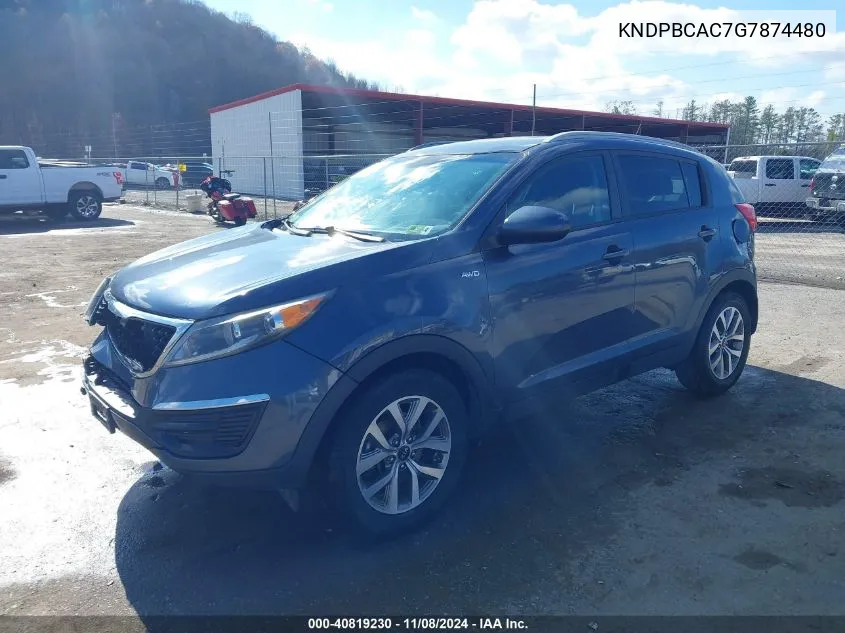 2016 Kia Sportage Lx VIN: KNDPBCAC7G7874480 Lot: 40819230