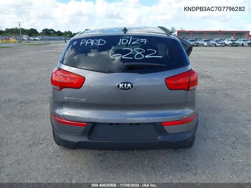 2016 Kia Sportage Lx VIN: KNDPB3AC7G7796282 Lot: 40820956