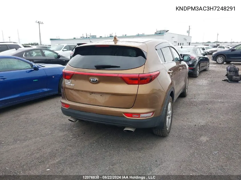 2017 Kia Sportage VIN: KNDPM3AC3H7248291 Lot: 12076830