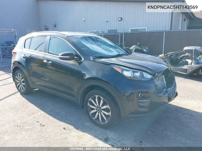 2017 Kia Sportage VIN: KNDPNCAC5H7143569 Lot: 12076844