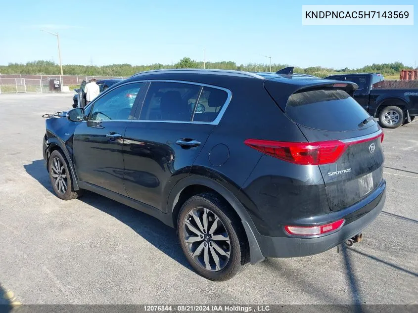 2017 Kia Sportage VIN: KNDPNCAC5H7143569 Lot: 12076844